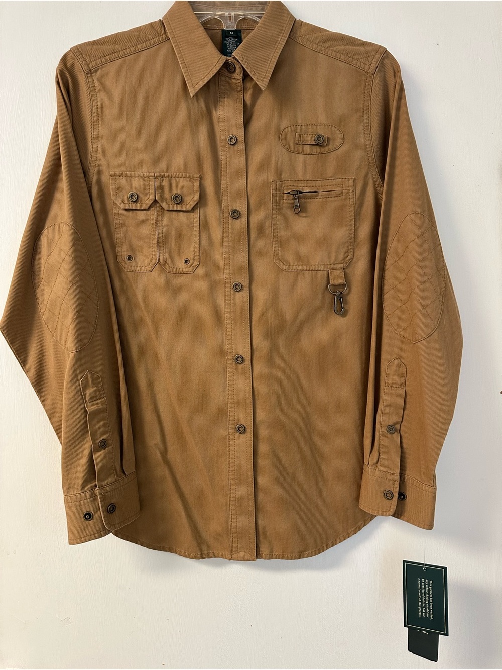 Ralph Lauren Dry Goods Maine Shirt Womens Large Khaki Elbow Patch Sports Fishing